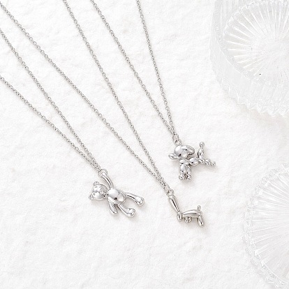 3 шт. 3 стили 304 ожерелья из нержавеющей стали с подвеской в виде медведя и собаки для женщин и мужчин, цвет нержавеющей стали, не тускнеет