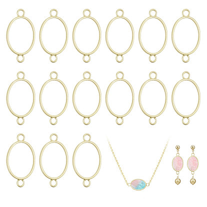 32 piezas de dijes conectores de bisel ovalados abiertos de aleación, para diy resina uv, resina epoxica, Joyas de flores prensadas
