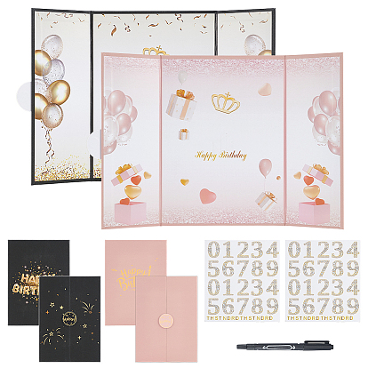 2шт. бумажная книга для поздравительных открыток на день рождения, в комплекте: 2 листы с наклейками с номерами и 1 шт. двусторонних маркеров