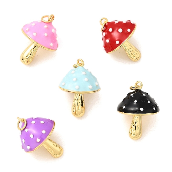 Латунь эмаль подвески, грибное очарование, с целью перехода в кольце, долговечный, без кадмия и без свинца, реальный 18 k позолоченный