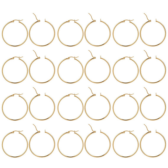 12 пары 201 серьги-кольца из нержавеющей стали, с 304 штифтов из нержавеющей стали, кольцо