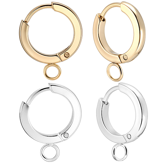 16 шт. 2 цвета 201 фурнитура для сережек-колец из нержавеющей стали, с вертикальной петлей, с 316 хирургическими серьгами из нержавеющей стали, кольцо