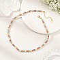 Natural Mixed Gemstone Heishi Beaded Necklaces for Women, Golden