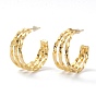 Brass Half Hoop Earrings, Split Earrings, with Steel Pin and Plastic Ear Nuts, Long-Lasting Plated