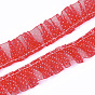 Printed Organza Ribbon, Pleated Double Ruffle Ribbon, Polka Dot Pattern