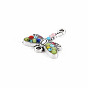 Alloy Links Connectors, with Glass Seed Beads and Sapphire Rhinestone, Antique Silver, Dragonfly