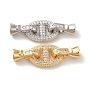 Brass Micro Pave Clear Cubic Zirconia Fold Over Clasps, Oval