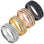 4Pcs 4 Colors 201 Stainless Steel Rhinestone Finger Rings