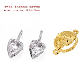925 Sterling Silber Anhänger Bügel, mit klaren Zirkonia, mit 925 Stempel, Eispickel Prise Bügel, Herz