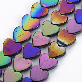 Electroplate Natural Freshwater Shell Beads Strands, Heart