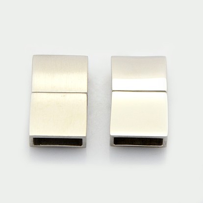 Mixed Styles Glazed or Matte 304 Stainless Steel Magnetic Bracelet Clasps,  with Glue-in Ends, Rectangle