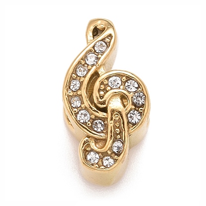 304 из нержавеющей стали европейские шарики, с кристально горный хрусталь, бусины с большим отверстием, музыкальная нота