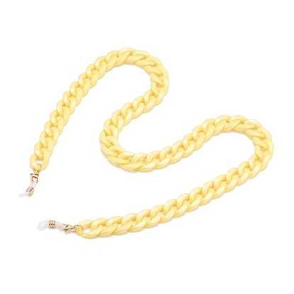 Eyeglasses Chains, Neck Strap for Eyeglasses, with Opaque Acrylic Cable Chains and Rubber Loop Ends, Golden