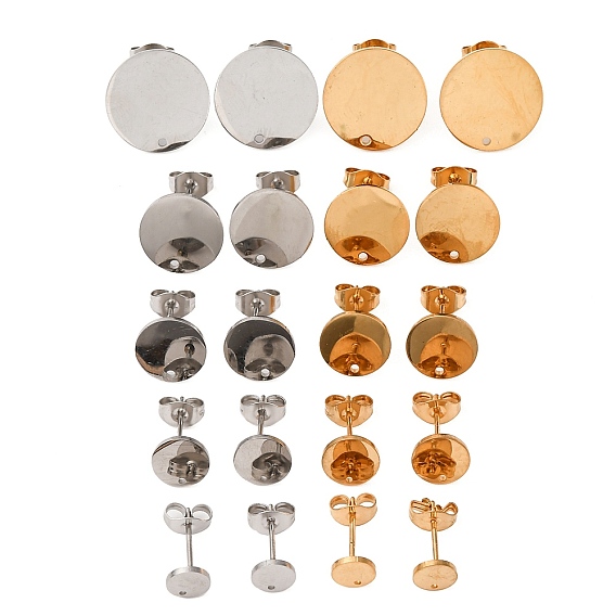 304 Выводы серьги из нержавеющей стали шпилька, с плоской пластиной, плоско-круглые, ионное покрытие (ip)