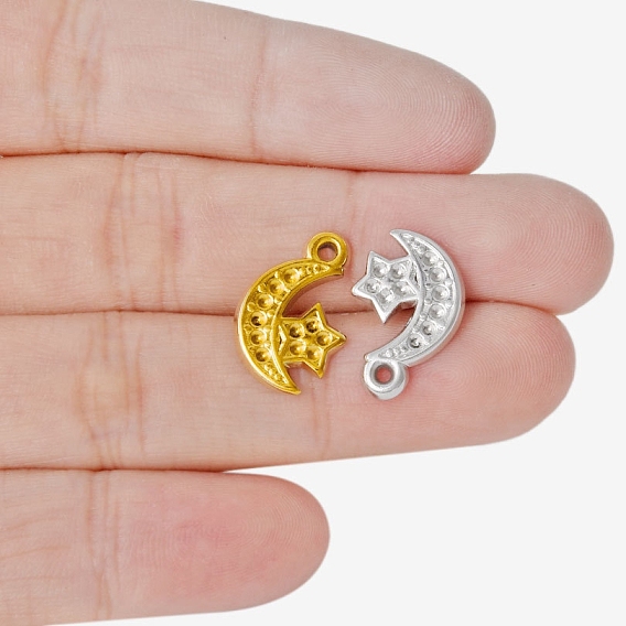 304 Настройки горный хрусталь из нержавеющей стали кулон, Луна и звезды