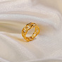 Stainless Steel Twisted Chain Open Ring with 18K Gold Plating for Men and Women