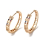 Boucles d'oreilles créoles en laiton zircon cubique micro pavé, rectangle creux