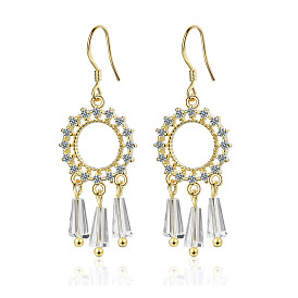 Dreamcatcher Ear Hook Women's Long Fashion Earrings - Round Diamond Zircon Ear Hook, Elegant