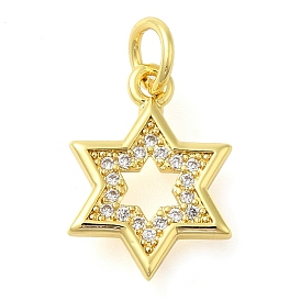 Star Rack Plating Brass Micro Pave Cubic Zirconia Pendants, Lead Free & Cadmium Free