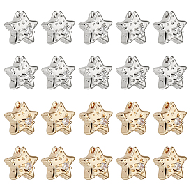 20 Stück 2 Farben Messing Micro Pave Zirkonia Perlen, Stern