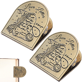 2 Taschen im tibetischen Stil, dekorative Binderclips aus Zinklegierung, Metall-Buchklammern für Tagebuchseitenhalter, Bürobedarf, Antik Bronze