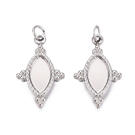 304 inoxydable supports cabochons Pendentif en acier, avec des anneaux de saut, Charmes d'oeil à cheval