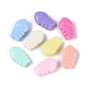 Непрозрачные пластиковые бусины, рыбья кость с узором в виде сердца