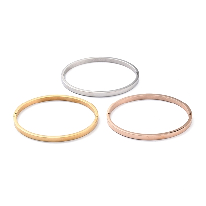 3Pcs 3 Color Ion Plating(IP) 304 Stainless Steel Classic Simple Plain Bangle, Stackable Bracelet for Women