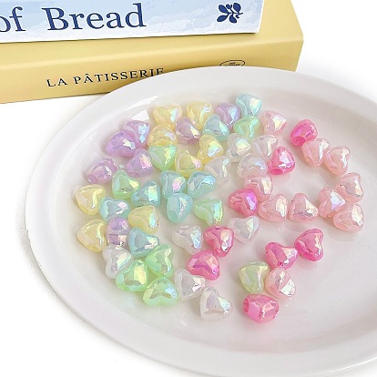 Opaque Acrylic European Beads, Large Hole Beads, Imitation Jelly, Faceted, Heart