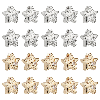 20 Stück 2 Farben Messing Micro Pave Zirkonia Perlen, Stern