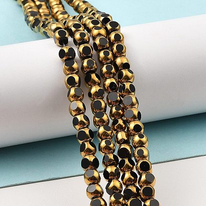 Faceted Electroplate Glass Beads Strands, Golden Plated, Round
