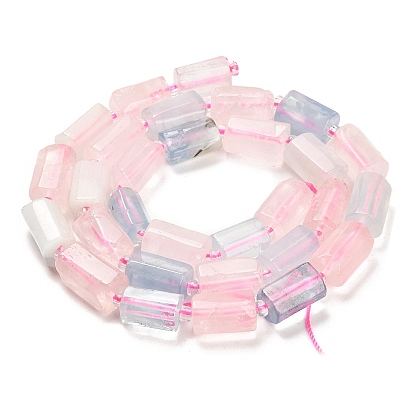 Natural Rose Quartz & Aquamarine Beads Strands, with Seed Beads, Faceted Column