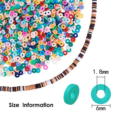 13 brins 13 couleurs brins de perles d'argile polymère faits à la main, pour les fournitures de bricolage bijoux artisanat, perles heishi, disque / plat rond