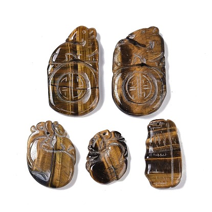 Natural Tiger Eye Pendant, Mixed Shapes