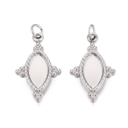 304 inoxydable supports cabochons Pendentif en acier, avec des anneaux de saut, Charmes d'oeil à cheval