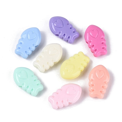 Непрозрачные пластиковые бусины, рыбья кость с узором в виде сердца