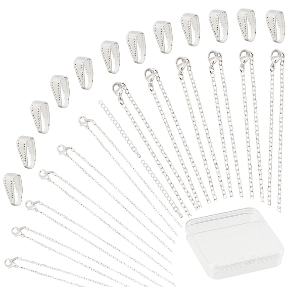 DIY Necklace Making Finding Kit, Including Brass Cable Chains Necklace Making & Chain Extender & Snap on Bails