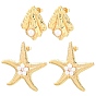 Ocean 304 Stainless Steel Stud Earrings, with Resin Pearl, Golden