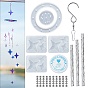 DIY Heart Wind Chime Making Kits, including 5Pcs Silicone Molds, 48Pcs Brass Beads, 1Pc Stainless Steel S Hooks, 1 Roll Crystal Thread, 3Pcs Round Tubes