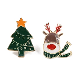 Christmas Alloy Enamel Pins, for Clothes Backpack, Golden