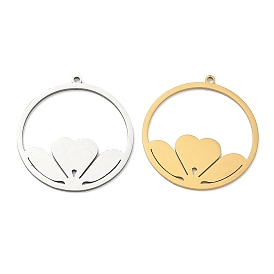 Pendentifs en acier inoxydable, bague avec breloques trèfle, Coupe au laser