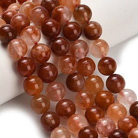 Нити бусин из натурального красного меха кролика с рутиловым кварцем, рондель, класс А