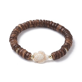Tortoise Synthetic Turquoise & Coconut Stretch Bracelets for Women