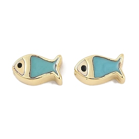 Стойки обшивки латунные бусины, с эмалью, долговечные бусины, без свинца и без кадмия, рыба