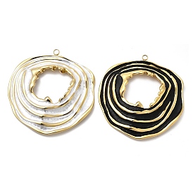 304 эмаль нержавеющей стали большие кулоны, плоско-круглые, ионное покрытие (ip), реальный 18 k позолоченный
