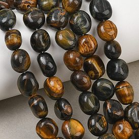 Dyed Natural Yellow Blue Tiger Eye Beads Strands, Nuggets