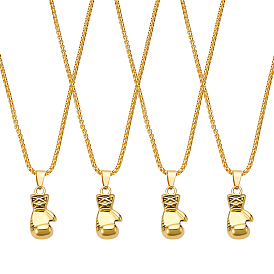 4 шт. ожерелья с подвесками в виде боксерских перчаток из сплава, с железными цепями