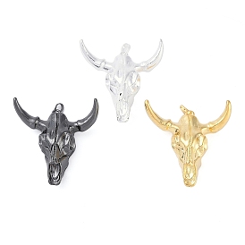 Resin Big Pendants, Cattle Head Shaped Charms with Brass Snap on Bails