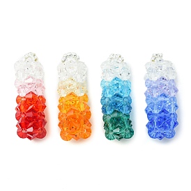 4Pcs 4 Color Faceted Glass Pendants, with Seed Beads