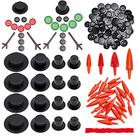 Наборы из смоляных рогов снеговика: рука, ветка, шляпа, пуговица и нос, пластиковые аксессуары для украшения носа и колпачка, Пуговицы из смолы, шарф из шерстяной пряжи